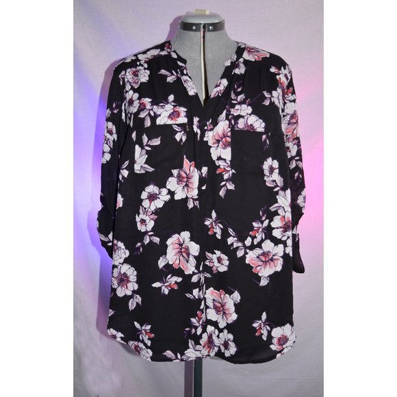 torrid Tops - Torrid Black Floral Chiffon Blouse size 2